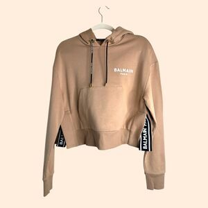 Balmain Cropped Logo Hoodie